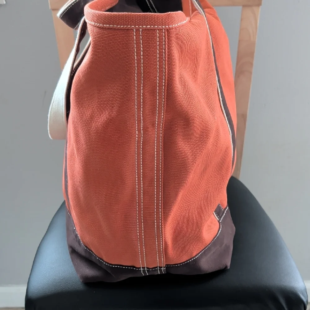 Lands' End Orange Large Canvas Zip-Top Tote EUC - Picture 7 of 9